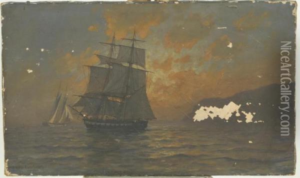The Man O'war Brig Oil Painting - Fred Pansing