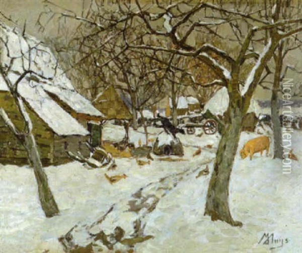 Hoeve In De Winter Oil Painting - Modest Huys