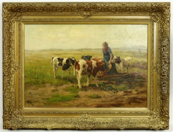 De Kalveren Voeren Oil Painting - Fedor Van Kregten