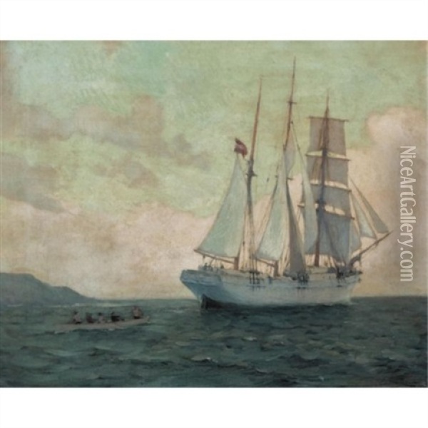Rowing Ashore, St. Ives Oil Painting - Edmund George Fuller