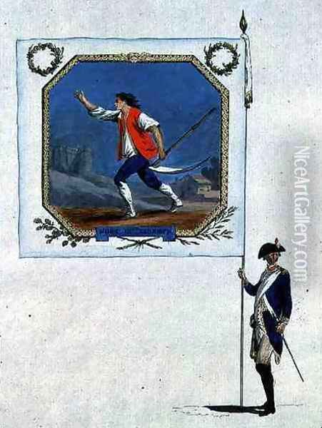 Flag of the batallion of St. Marcel, 1790 Oil Painting - R Vieilh-Varenne