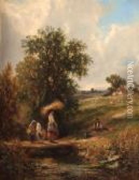 Returning Home After A Day's Harvesting Oil Painting - James Edwin Meadows