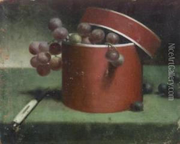 Red Box With Grapes Oil Painting - Sanford Shayer