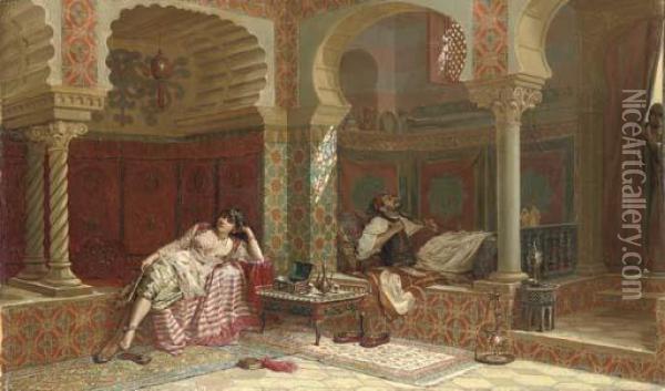 L'apres-midi Oriental Oil Painting - Jan Baptist Huysmans