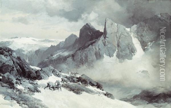 Norwegische Gebirgslandschaft Oil Painting - Edward Theodore Compton
