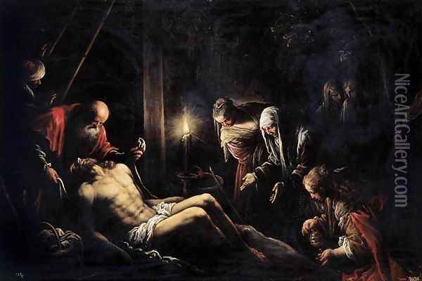 Lamentation over the Dead Christ Oil Painting - Jacopo Bassano (Jacopo da Ponte)