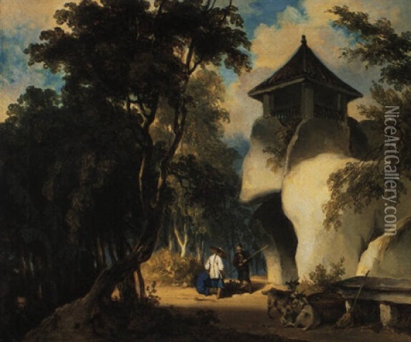 The Grotto Of Camoes Oil Painting - George Chinnery