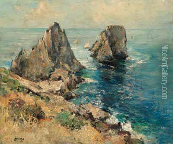 Cliff Along The Shore Oil Painting - Giuseppe Casciaro