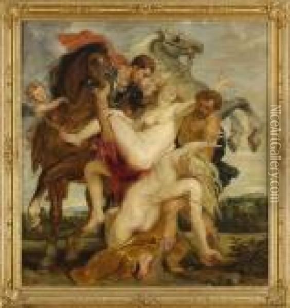Raub Der Tochter Des Leukippos. Oil Painting - Peter Paul Rubens