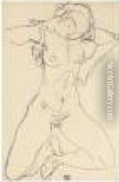 Frauenakt (female Nude) Oil Painting - Egon Schiele