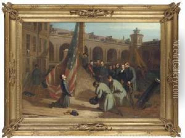 Major Anderson Raising The Flag At Fort Sumter Oil Painting - Edwin White