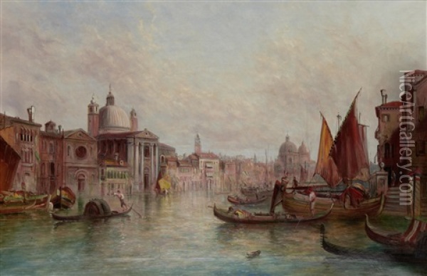 San Pietro Di Castello, Venice (+ The Giudecca Canal, Venice; Pair) Oil Painting - Alfred Pollentine