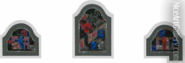 Entwurfe Fur Glasfenster Im Foyer Der Kirche Kilchberg Oil Painting - Augusto Giacometti