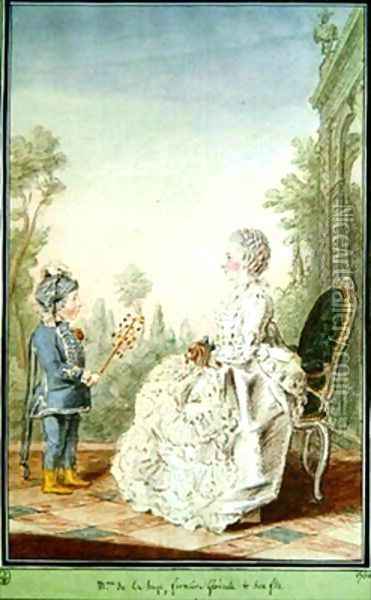 Madame de la Haye and her son Oil Painting - Louis Carrogis Carmontelle
