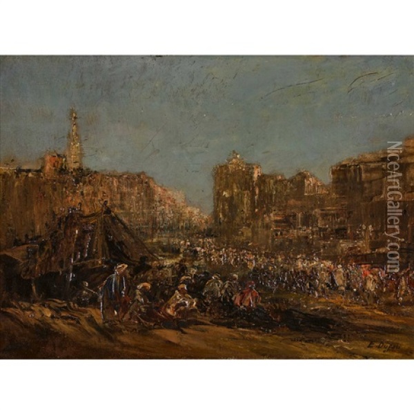 Zeltlager Vor Orientalischer Stadt Oil Painting - Edouard-Jacques Dufeu
