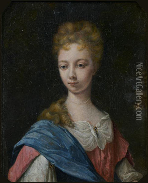 Portrait De Jeune Femme Devant Un Paysage Oil Painting - Arnold Boonen
