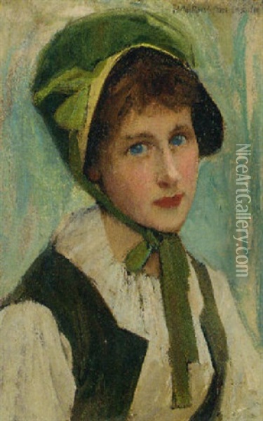The Flower Girl Oil Painting - Harrington Mann