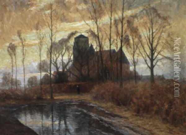 Village En Campine Oil Painting - Henry Pieter Edward Rul