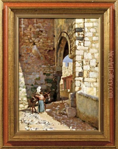 La Porta Di San Vincenzo Taormina Sicily Oil Painting - William Logsdail