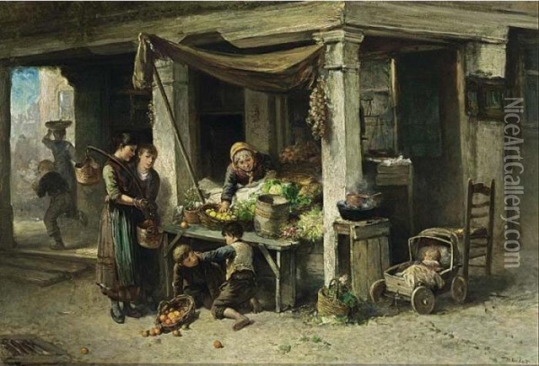 The Vegetable Stall Oil Painting - Jan Mari Henri Ten Kate