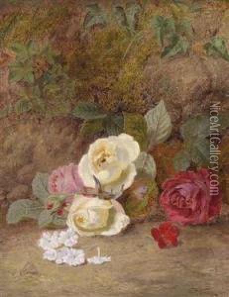 Rose Branches Oil Painting - Thomas Worsey