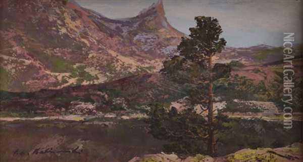 View On Morskie Oko Oil Painting - Andrzej Malinowski