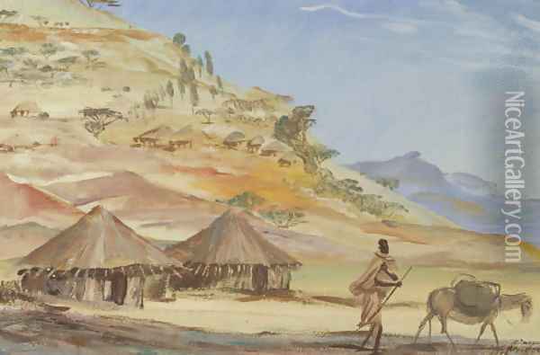 Etude des villages Ethiopiens, Abyssinie Oil Painting - Aleksandr Evgen'evich Iakovlev