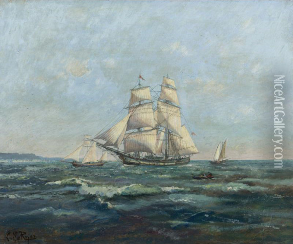 Shipping Off The Norman Coast Oil Painting - Leon Le Royer
