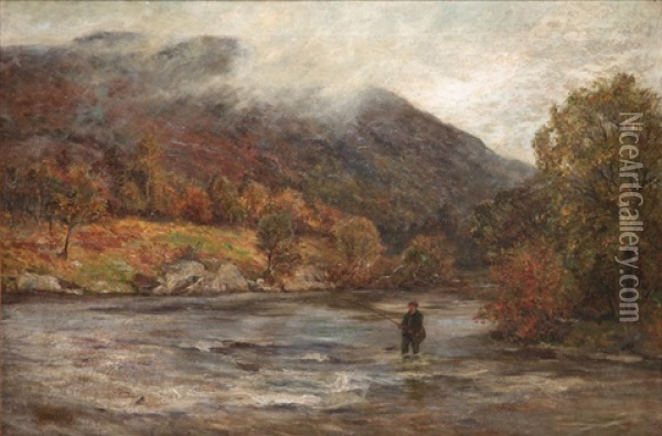 Fishermen On The Water's Edge Oil Painting - James Docharty
