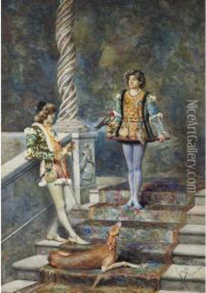 The Grand Staircase Oil Painting - Casimiro Tomba Aldini