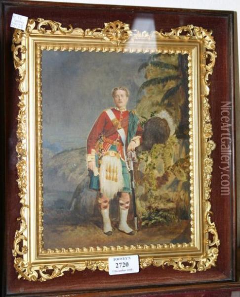 A Late 19th Century Overpainted Photograph Of A Scottish Military Gentleman Oil Painting - Anna Plate