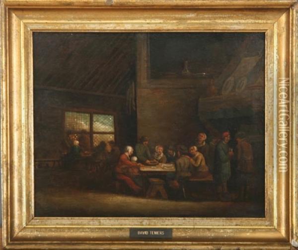 Interieor From An Inn Oil Painting - David The Younger Teniers