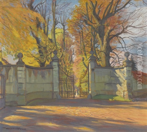 Prachtiger Parkeingang Im Herbst Oil Painting - Waldemar Theophil Fink