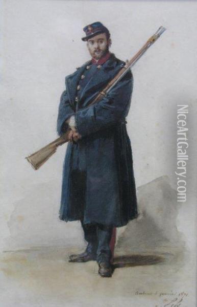 Soldat Oil Painting - Isidore Alexandre Augustin Pils