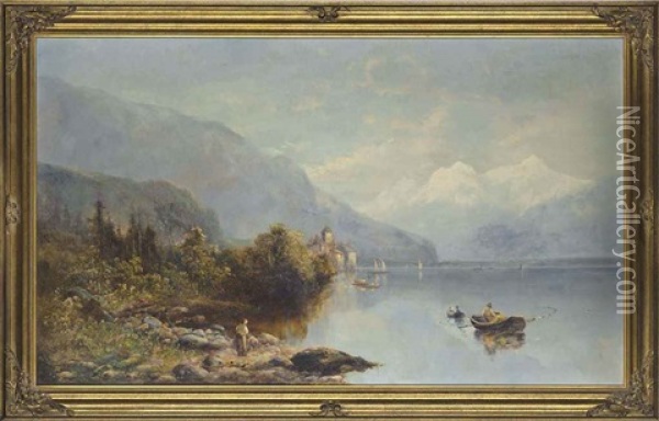 The Castle Of Chillon, Lake Geneva Oil Painting - William Widgery