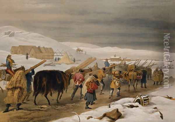 Huts and Warm Clothing for the Army, plate from The Seat of War in the East, pub. by Paul and Dominic Colnaghi and Co., 1856 Oil Painting - William Simpson