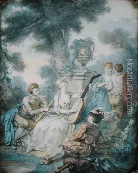 The Guitar Player Oil Painting - Jacques Philippe Caresme