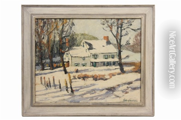 Snowy Day, New York Oil Painting - Sidney Miller Wiggins
