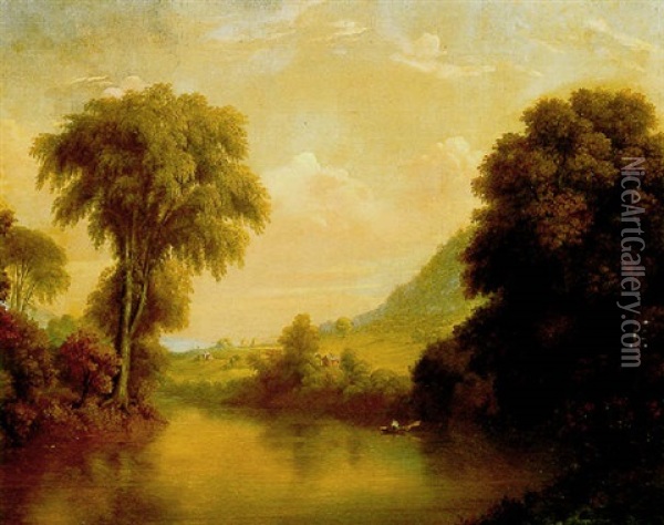 View On Mohawk From Morris' Bridge Oil Painting - Mannevillette Elihu Dearing Brown