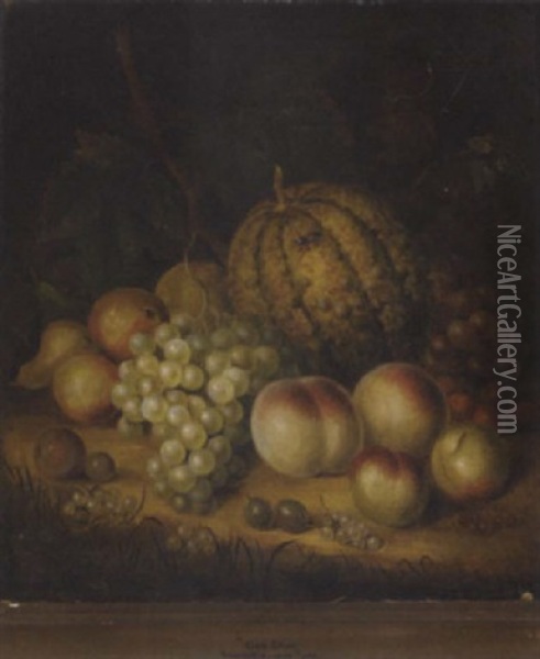 Grapes, Peaches, Whitecurrants, Gooseberries, Pears, Cherries And A Melon Oil Painting - George Gray