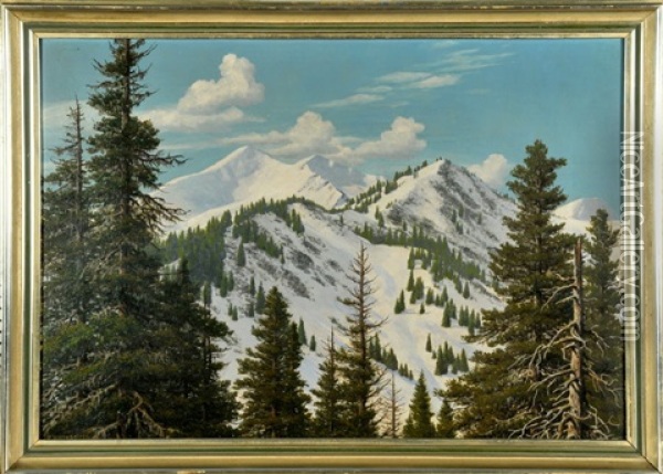 Riedberger Horn In Den Allgauer Alpen Im Winter Oil Painting - Rudolf (Robert) Reschreiter