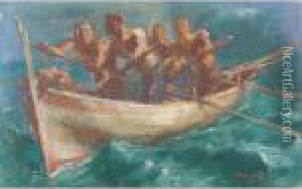 Fishermen Of Capri Oil Painting - Alexander Evgenievich Yakovlev