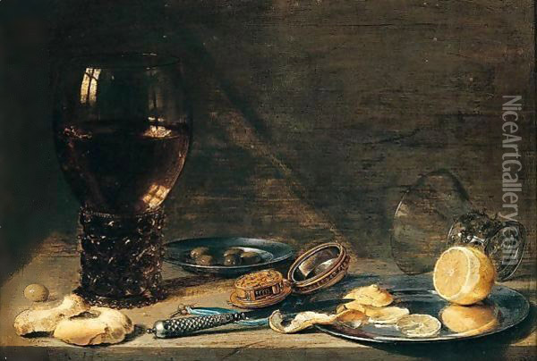 Still life a roemer Oil Painting - Pieter Claesz.