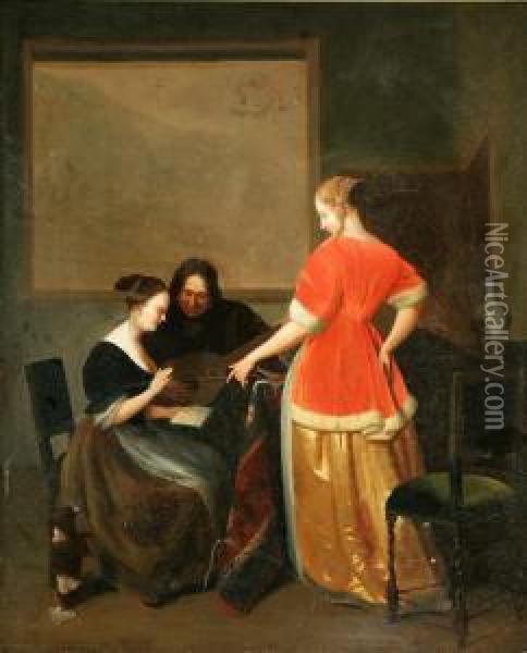 The Music Lesson Oil Painting - Jacob Ochtervelt