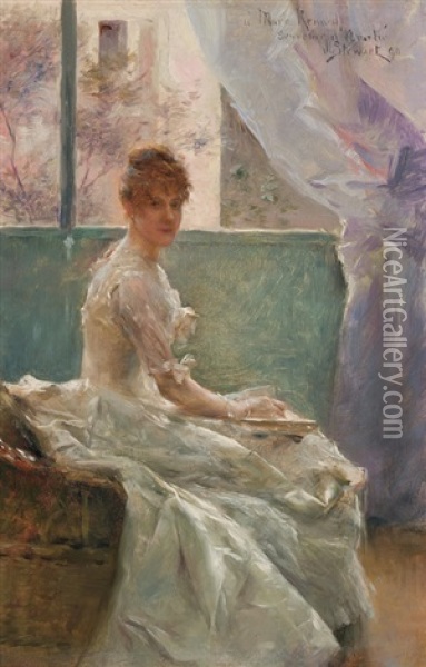 Portrait Of Marie Renard Oil Painting - Julius LeBlanc Stewart
