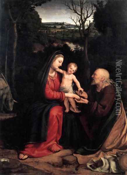 Rest during the Flight to Egypt 2 Oil Painting - Andrea Solari