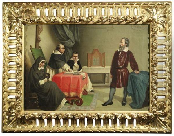 Galileo Vor Der Romischen Inquisition Oil Painting - Cristiano Banti