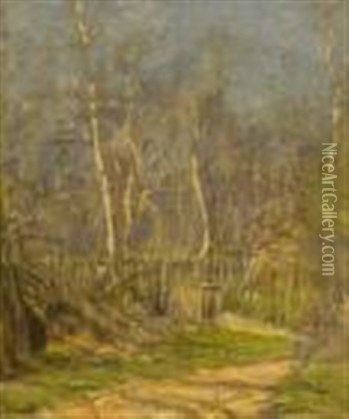 A Woodland Track In Spring Oil Painting - John Henry Twachtman