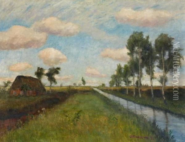 Moorlandschaft (silberwolken - Moorkanal) Oil Painting - Otto Modersohn