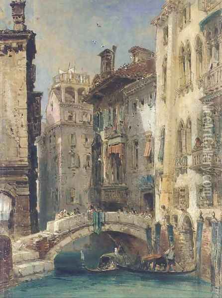 View of a canal, Venice Oil Painting - William Callow